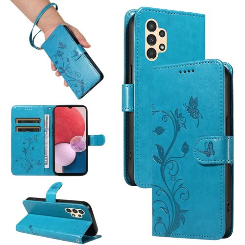 KAL-Coque Pour Samsung Galaxy A13 4G 5G / A13 Lite 4G - Étui Coque Antichoc Portefeuille Avec Porte Cartes, Pu Cuir Magnétique Boîtier En Silicone Et Protection De Caméra, Bleu