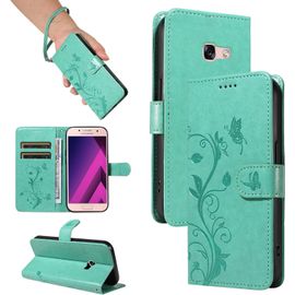 Kal-Coque Pour Samsung Galaxy A3 2017 - Étui Coque Antichoc Portefeuille Avec Porte Cartes, Pu Cuir Magnétique Boîtier En Silicone Et Protection De Caméra, Vert