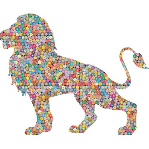 Autocollant Sticker Vinyl Animaux Silhouette Fleur Peace And Love Lion