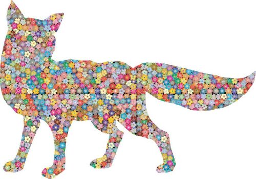 Autocollant Sticker Vinyl Animaux Silhouette Fleur Peace And Love Renard