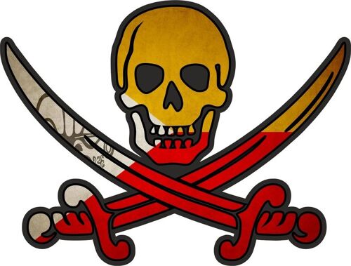 Autocollant Sticker Pirate Jack Rackham Calico Drapeau Pays Marquises Polynesie