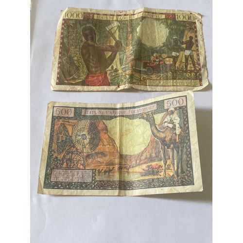 Deux  Billets  De Collections  Très  Rare  De L’Afrique Équatorial Un De 1000 Francs  Et Un De 500 Franc   Pas Usé 