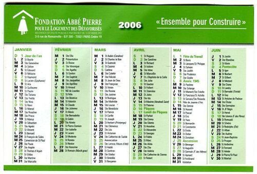 Calendrier - Fondation Abbé Pierre - 2006