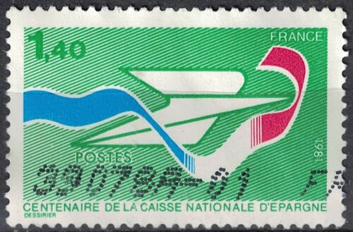 France 1981 Oblitéré Used Centenaire De La Caisse Nationale D'epargne 1,40f Vert Y&t 2165 Su