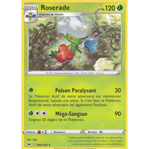 Carte Pokemon - Roserade - 004/202 - Rare - Épée Et Bouclier