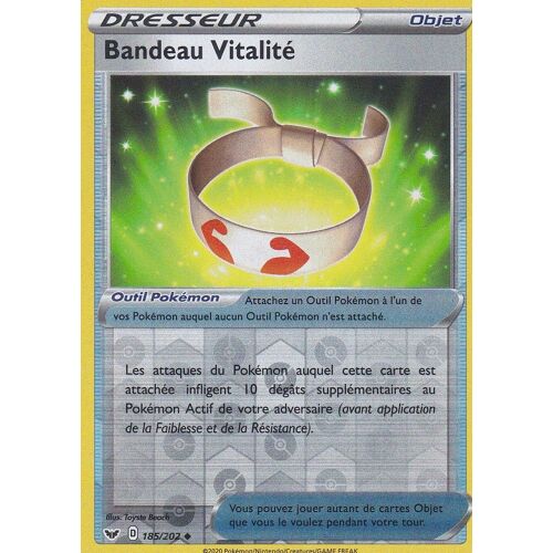 Carte Pokemon Dresseur - Bandeau De Vitalité - 185/202 - Reverse - Épée Et Bouclier