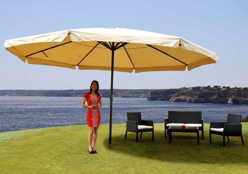 Parasol Aluminium Meran Pro Ø 5m Avec Volant   Crème
