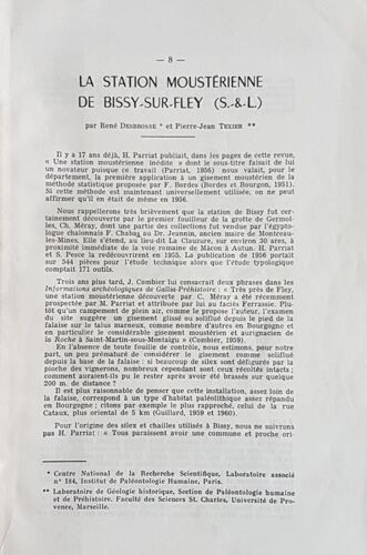 R. Desbrosse * Et P. J. Texier** 1973- La Station Moustérienne De Bissy-Sur-Flay (S & L)