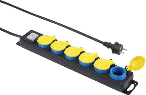 Renkforce multiprise avec Schalter 6fach noir, jaune, bleue Schutzkontakt 1384364