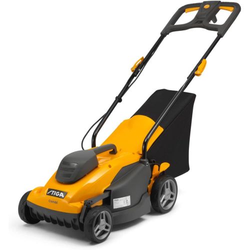 CHECARZHN--NO1-Tondeuse Electrique Combi 336C, Largeur De Coupe 34 Cm, 1400 W, Bac De Collecte 35 L Noir/Jaune/Gris