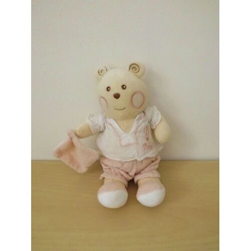 Doudou Ours Blanc Rose Habits Bébé Nounours