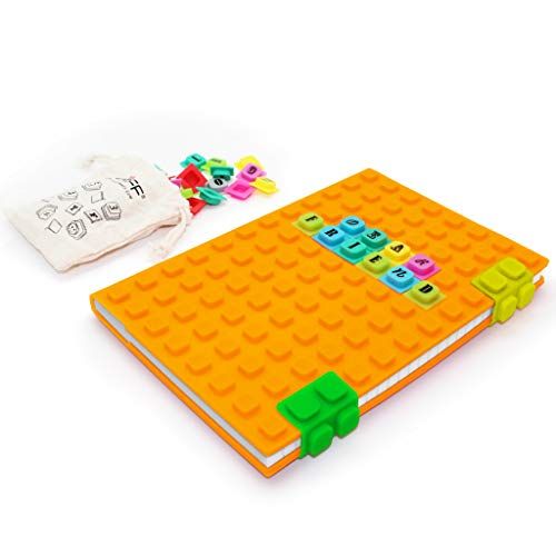 Waff Soft Silicone Cover Combo Personalized Notebook Journal, Large 8.25a X 5.5a, Orange