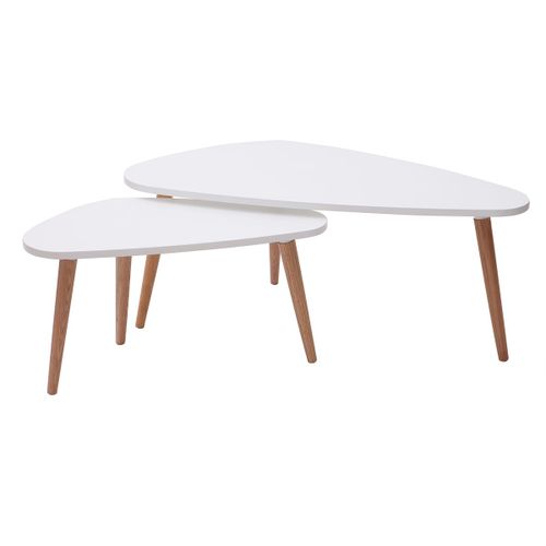 Tables Gigognes Scandinaves Blanches Et Bois Clair (Lot De 2) Artik