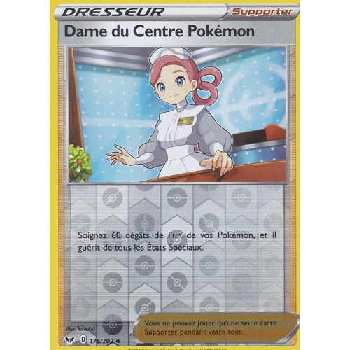 Carte Pokemon Dresseur - Dame Du Centre Pokémon - 176/202 - Reverse - Épée Et Bouclier
