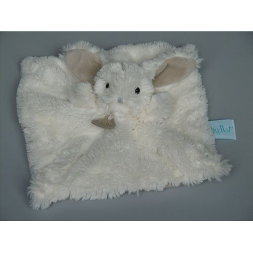 Doudou Lapin Plat Blanc Beige Babynat Flocons Baby Nat'