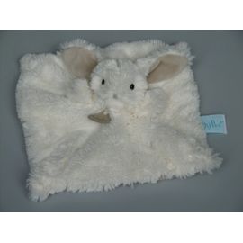 Doudou Lapin Plat Blanc Beige Babynat Flocons Baby Nat'