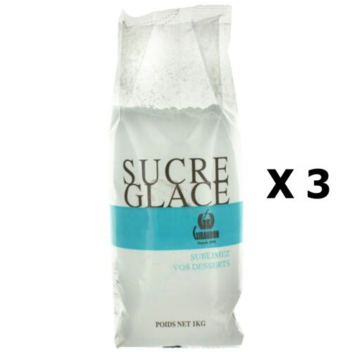 Lot 3x Sucre Glace - Giraudon - Paquet 1kg
