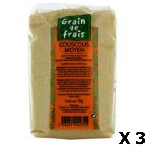 Lot 3x Couscous Moyen - Grain De Frais - Paquet 1kg