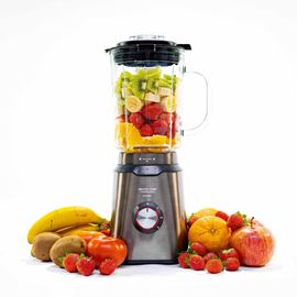 ECODE Mélangeur de verre American Titanblade Evolution, pichet en verre Thermosecur 1890 ml, 6 lames Titaneo avec scie, capuchon avec gobelet doseur de 40 ml, acier inoxydable, chrome bronze ECO-470