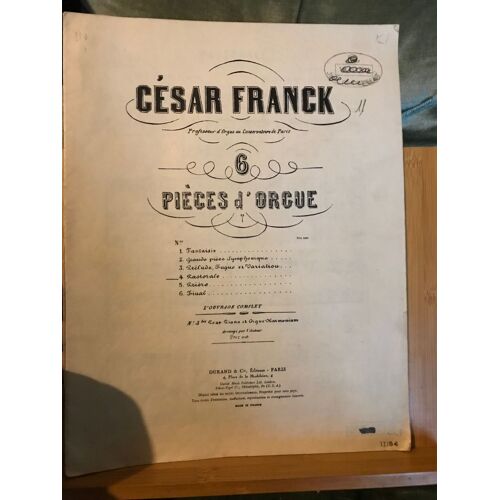 César Franck Pastorale Pour Orgue Partition Éditions Durand