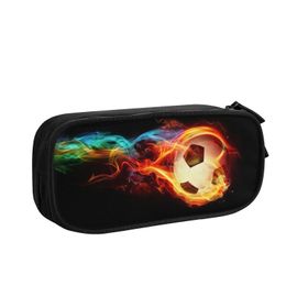 Trousse À Crayons Flammes Ballon De Football Kawaii Pour Filles Et Garçons,Grand Sac De Rangement,Fournitures Scolaires #A