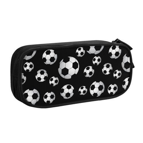 Trousse À Crayons Mignonne À Motif De Football Iksports,Sac À Stylos,Étudiant,Grande Capacité,Fournitures Scolaires,Fermeture Éclair - Type Black