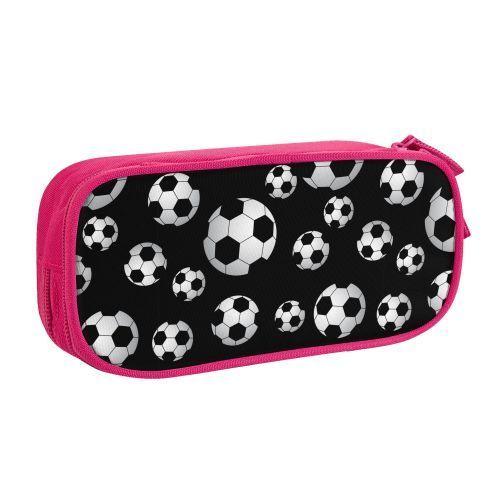 Trousse À Crayons Mignonne À Motif De Football Iksports,Sac À Stylos,Étudiant,Grande Capacité,Fournitures Scolaires,Fermeture Éclair - Type Pink