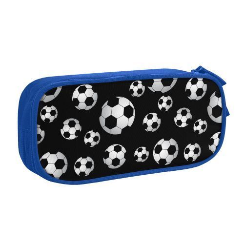 Trousse À Crayons Mignonne À Motif De Football Iksports,Sac À Stylos,Étudiant,Grande Capacité,Fournitures Scolaires,Fermeture Éclair - Type Blue