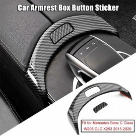 Autocollant De Bouton D'accoudoir De Voiture En Fiber De Carbone, Adapté À Mercedes Benz Classe C W205 Glc X253 2015 ¿ 2020