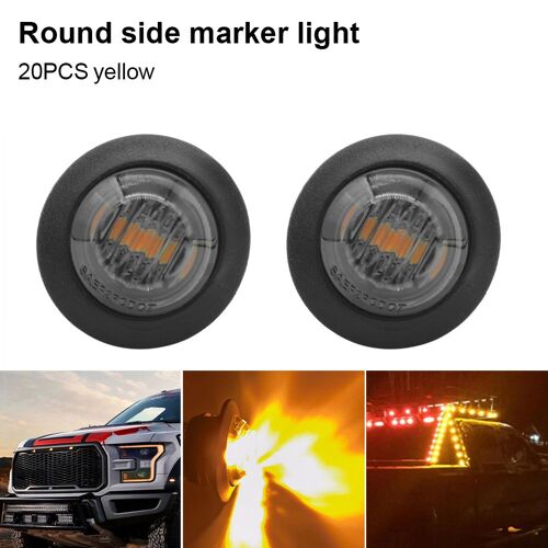 Feux De Signalisation Latéraux De Remorque Ronds, 20 Pièces, 12v/24v, 3led 3/4 "", Jaune Pour Camions, Feux De Liquidation, Clignotant De Camion