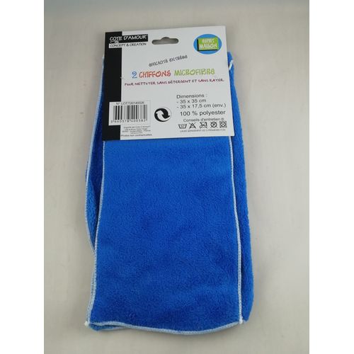 Lot De 2 X Chiffons Microfibre Chiffon Voiture Auto Vitre 35cm 100% Polyester