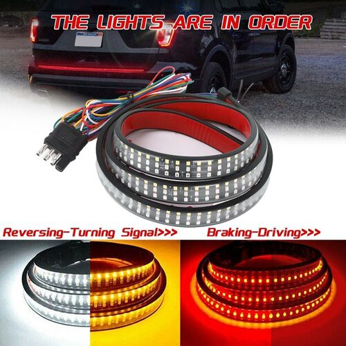 Bande Lumineuse Led À Trois Rangées, 48 /60 Pouces, 5 Fonctions, Feu De Signalisation Pour Porte Arrière De Camion, Jeep Et Pick-Up Suv