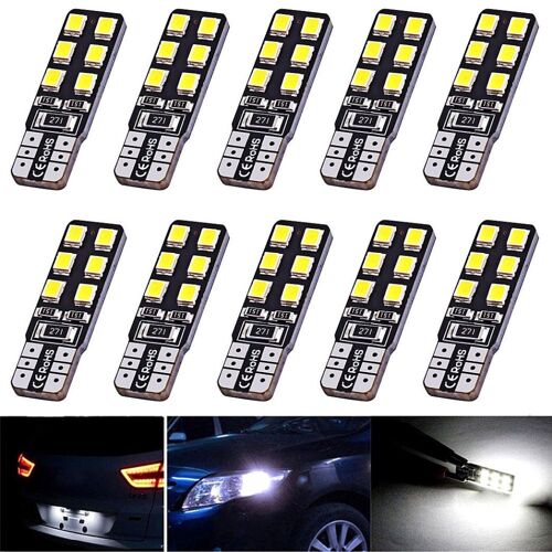 Lumière Blanche Canbus T10 5050 12smd, 10 Pièces, Lumière Led Sans Erreur, Lampe De Porte De Voiture, Lampe De Plaque D'immatriculation De Parking, Dégagement D'ampoules De Cale