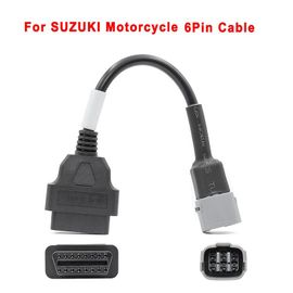 Adaptateur 6 Broches Vers Obd2, Câble Connecteur De Diagnostic De Moto Pour Suzuki Gsx-R