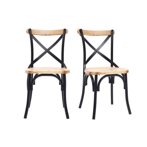 Chaises industrielles en métal noir et bois (lot de 2) JAKE