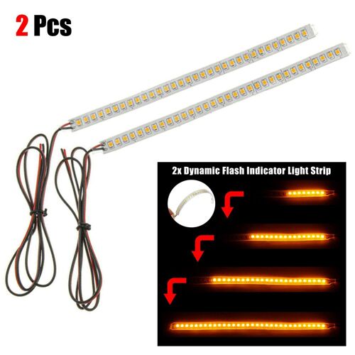 Clignotant Led Séquentiel Dynamique 15cm, 2 Pièces, Bande D'avertissement, Indicateur Clignotant Ambre