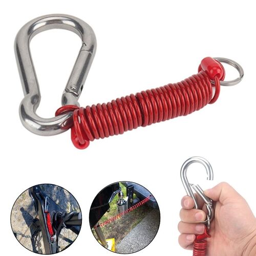 Corde Élastique De Sécurité Pour Remorque Rv, Rouge 80mm, S. S, Crochet À Ressort, 49 Brins De Fil D'acier Synthétique, Fil De Remorquage Automobile