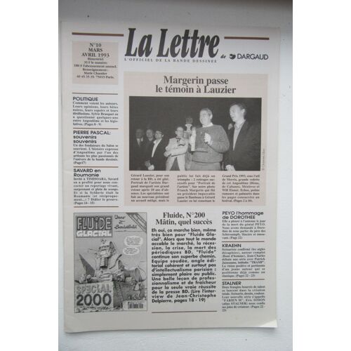 La Lettre De Dargaud L'officiel De La Bande Dessinée N°10