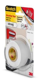 Ruban de fixation double face - 3M - 19 mm x 1,5 m - Adhérence forte - Multi-usages - Blanc
