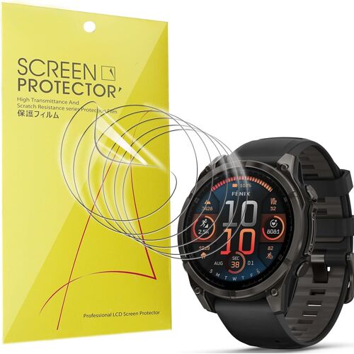 Kal-Lot De 6 Films De Protection D'écran En Tpu Flexible Hd Transparent Pour Garmin F¿Nix 8 Amoled 47 Mm Compatible Avec Garmin Fenix 8 Amoled 47 Mm / Solar 47 Mm (Transparent)
