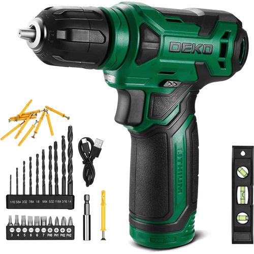 Perceuse Visseuse Sans Fil 12 V - DEKO PRO Visseuse Devisseuse Sans Fil Rose avec Coffret Cadeau pour Femme, Accessoires 13 Pièces, Perceuse électrique pour Percer et Serrer/Desserrer Les Vis