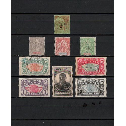 9 Timbres Reunion Obliteres & Neufs Sans Gomme