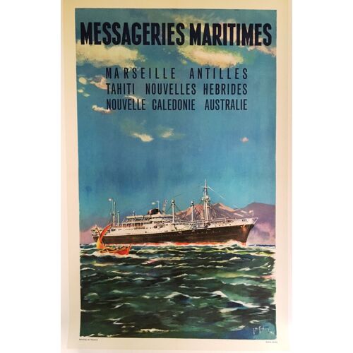 Affiche Messagerie Maritime Marseille Antilles