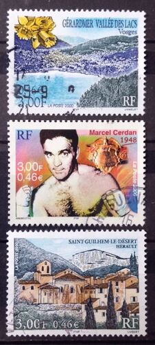 Saint-Guilhem-Le-Désert 3,00 (N° 3310) + Gérardmer 3,00 (N° 3311) + Le Sport - Marcel Cerdan 3,00 (N° 3312) Obl - France Année 2000 - N26597