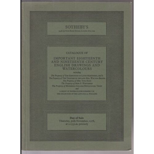Sotheby's Catalogue Of Important Eighteenth And Nineteen Century English Drawings And Watercolor