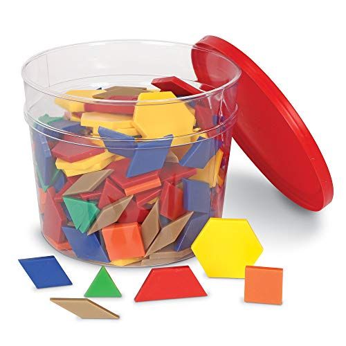 Learning Resources Plastic Pattern Blocks, Shape Recognition, Early Math Skills, Set Of 250, Ages 4+
