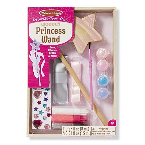 Melissa Doug Decorate-Your-Own Wooden Princess Wand (Arts Crafts, Shatterproof Mirror, Craft Kit Keepsake, Great Gift For Girls And Boys - Best For 4, 5, 6, 7 And 8 Year Olds)