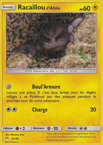 Carte Pokemon - Racaillou D'alola - 22/40 - Holo-Mosaique - Macdonald 2019