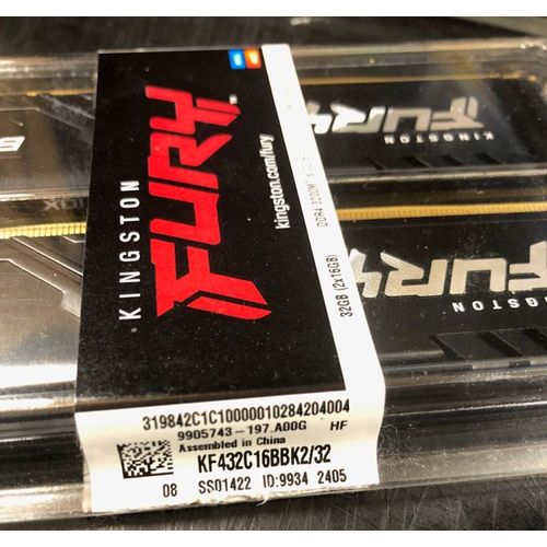 Kingston FURY Beast 32GB (2x16GB) 3200MHz DDR4 CL16 Mémoire Kit pour PC Kit de 2 KF432C16BB1K2/32
