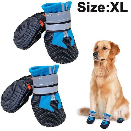 Bottes Pour Chiens, Antidérapantes Et Imperméables, Pour L'extérieur, Chaussures Pour Chiens De Taille Moyenne À Grande Avec Semelle Robuste, Xl, Bleu